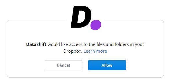Link Dropbox to Datashift